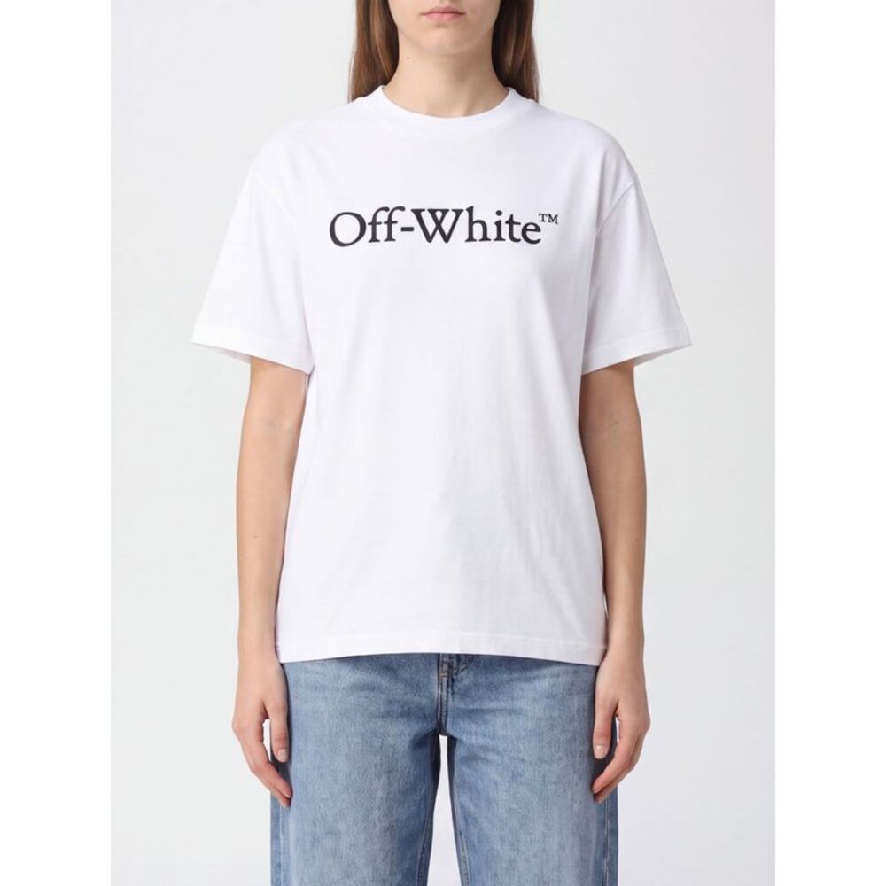 Off-White Slim Fit Cotton T-Shirt With Logo Print And Dropped Shoulders